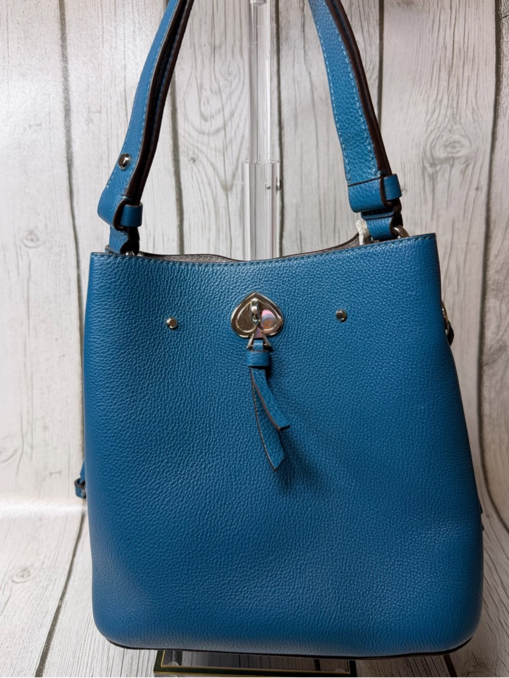 PRE LOVED Kate Spade Bucket Bag & Card Wallet Bundle Pebble Leather Dark Peaco - Picture 3 of 15